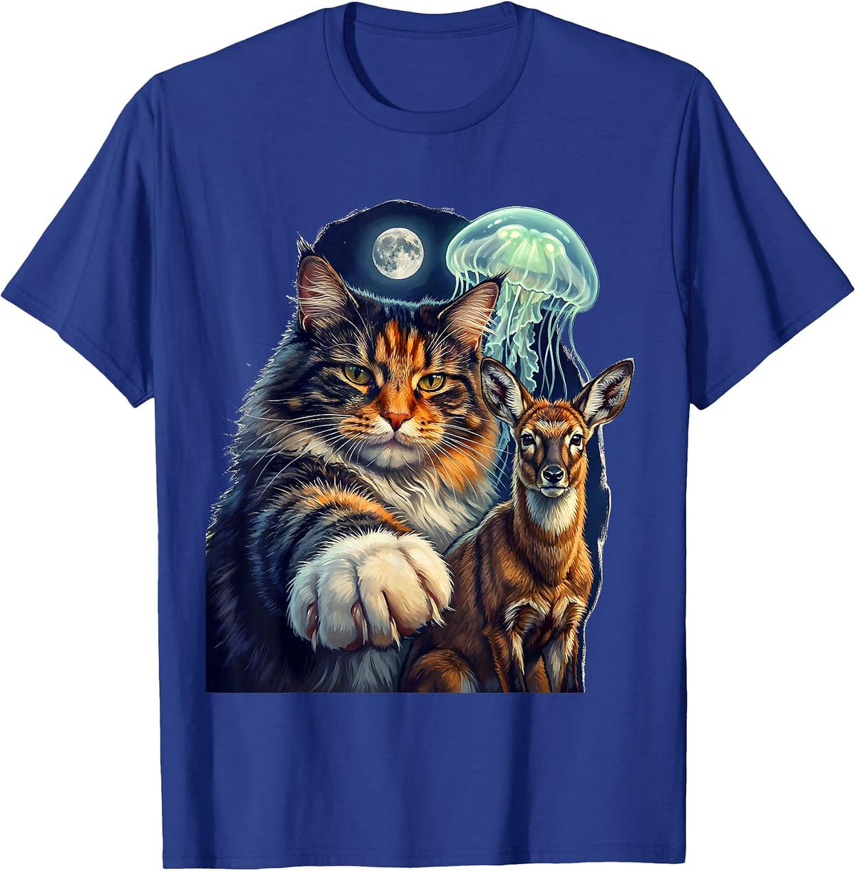 Norwegian Forest Cat Selfie Alien Jackalope Funny Cat Lover T-Shirt - Royal Blue