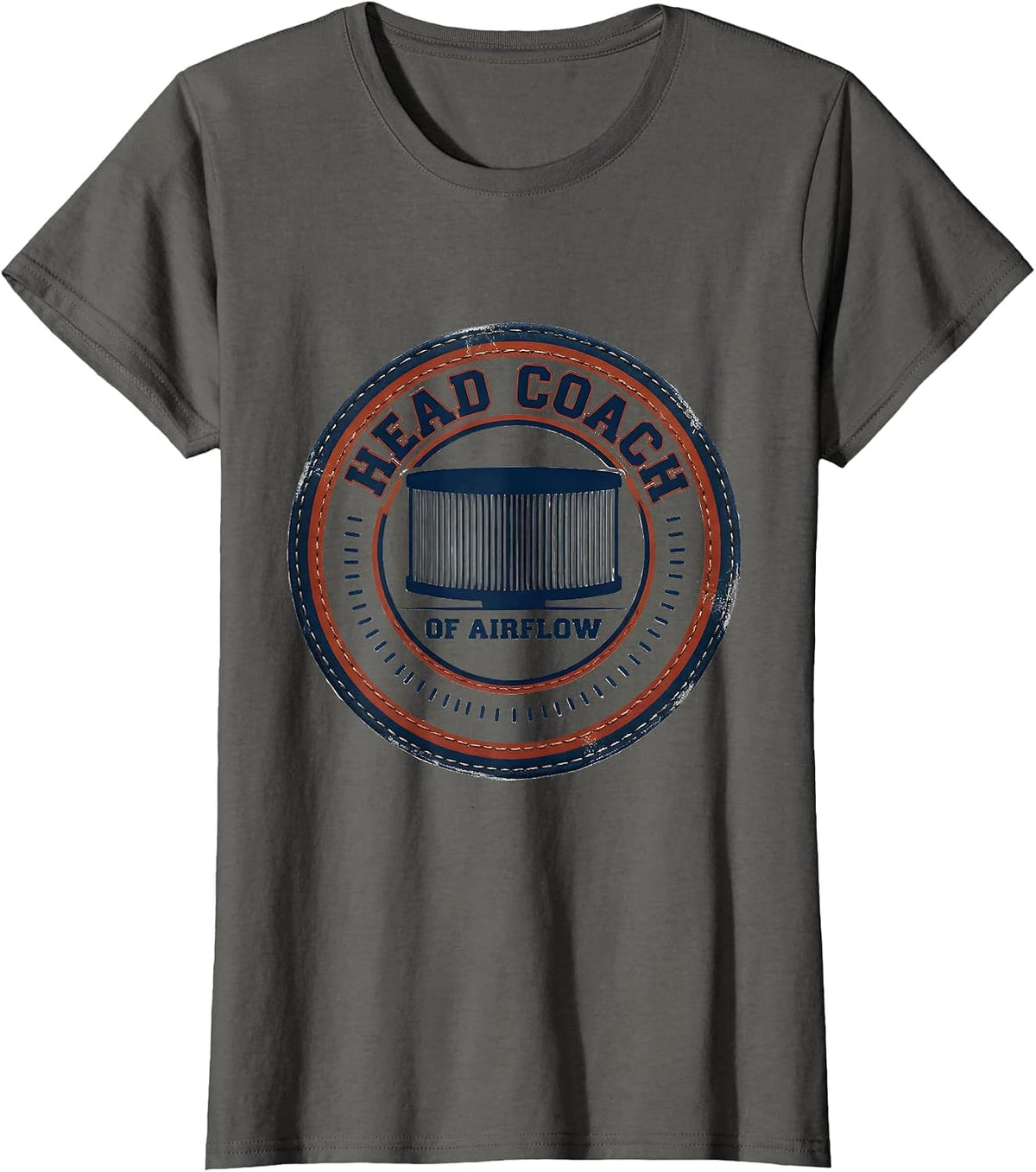 Women's Head Coach Of Airflow Funny HVAC Tech HVAC Dad Workplace T-Shirt - Asphalt Grey