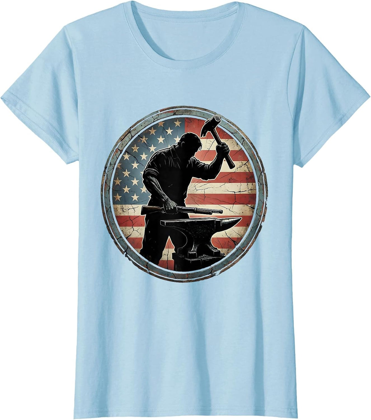 Women's Hand Forged Rifle Barrel Blacksmith 2nd Amendment T-Shirt - Baby Blue