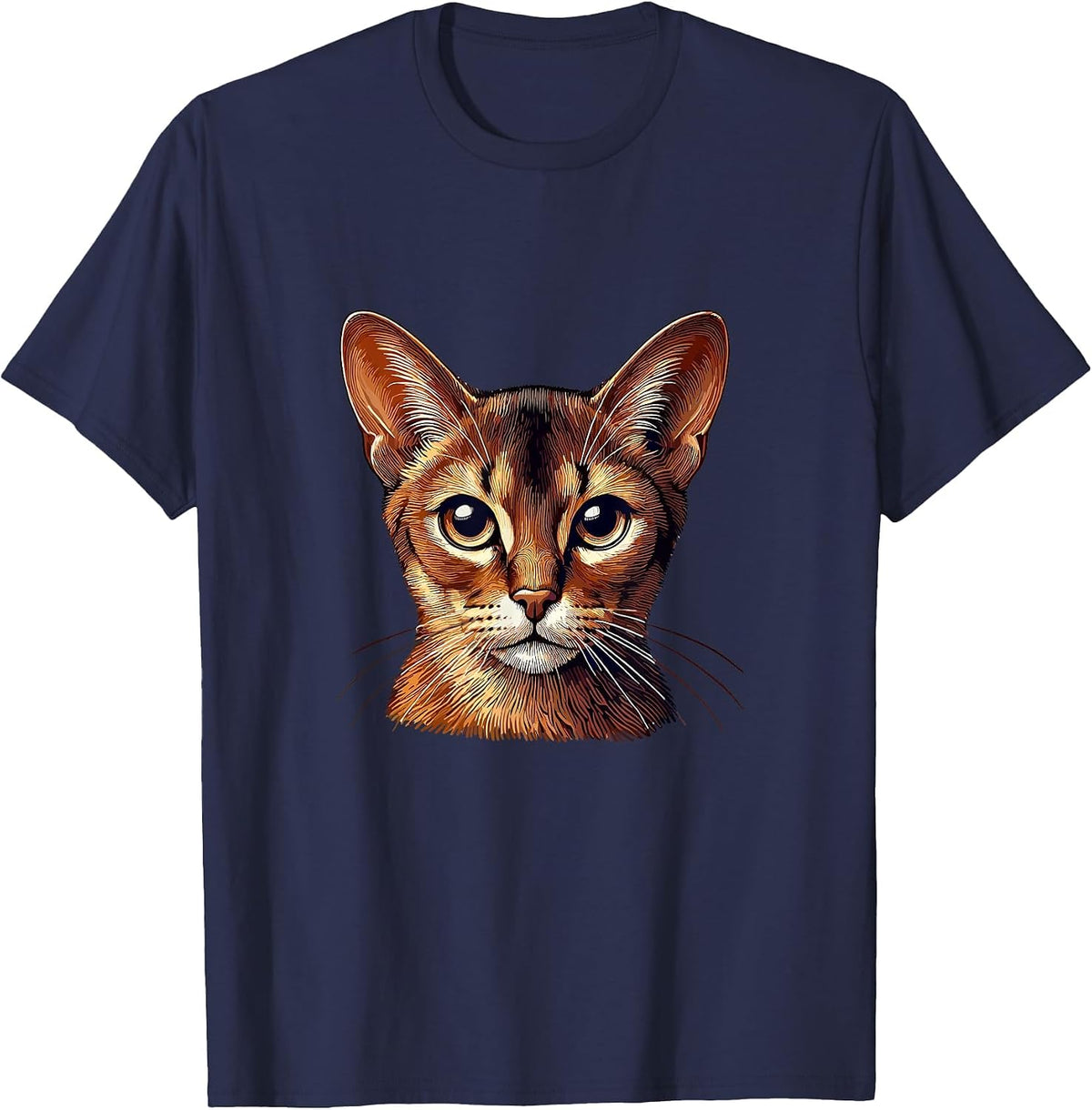 Cat Face - Abyssinian cat T-Shirt - Navy Blue