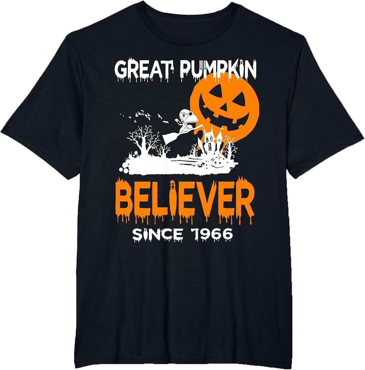 Great Pumpkin Believer Halloween Fun Graphic T-Shirt - Black