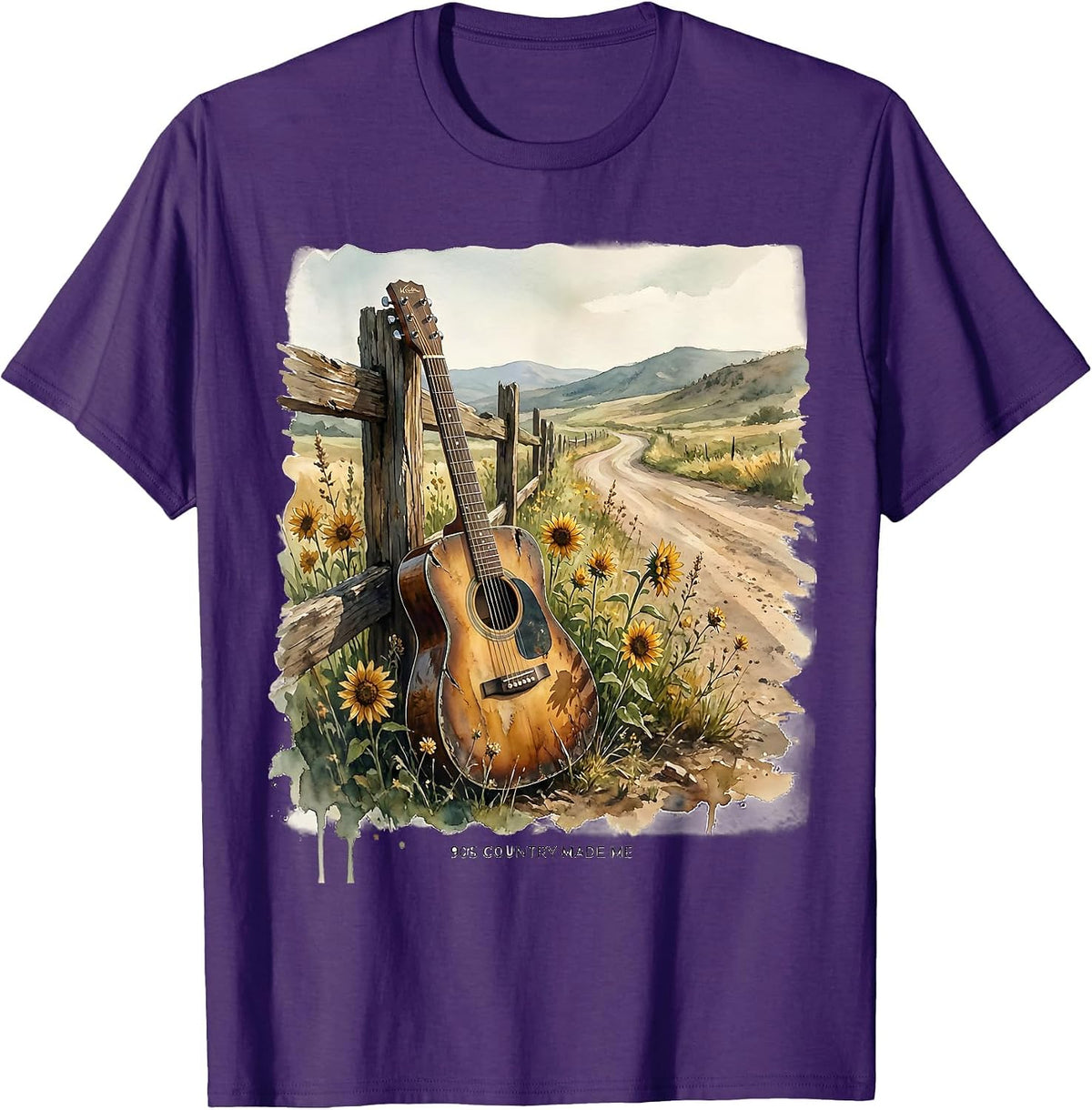 Men's 90s Country Made Me Nostalgic Music Design T-Shirt - Purple