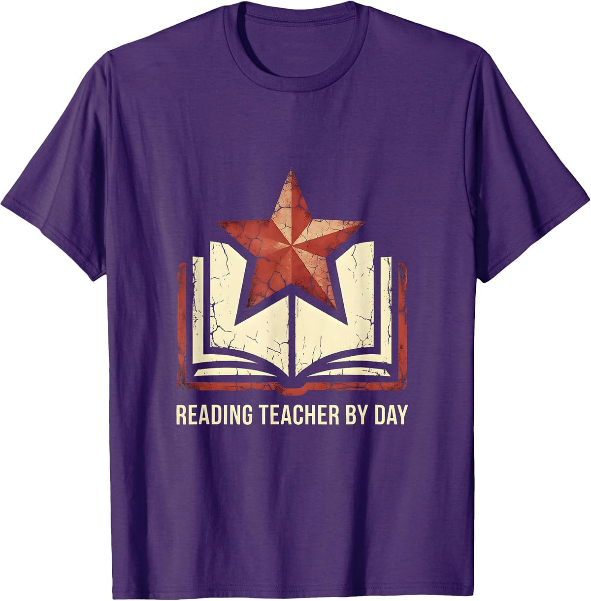 Reading Teacher by Day Bookworm Educator Design T-Shirt - Purple