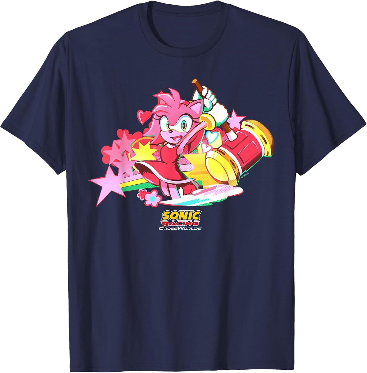 Sonic Racing CrossWorlds - Amy Decal T-Shirt - Navy Blue