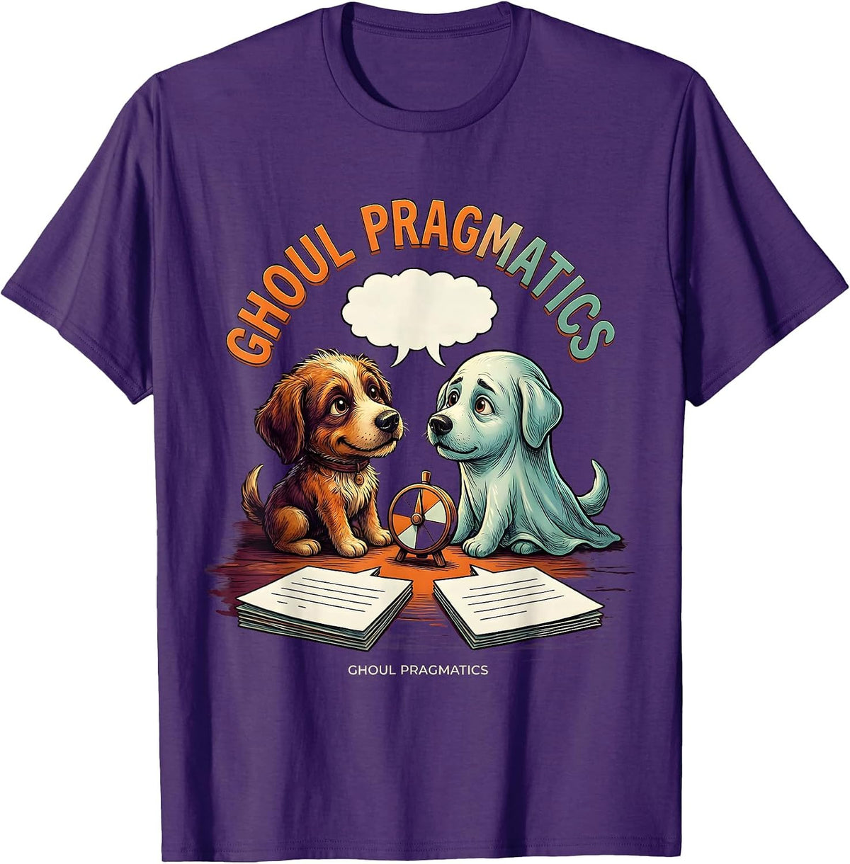 Men's Ghoul Pragmatics Funny Speech Therapy SLP Halloween Humor T-Shirt - Purple