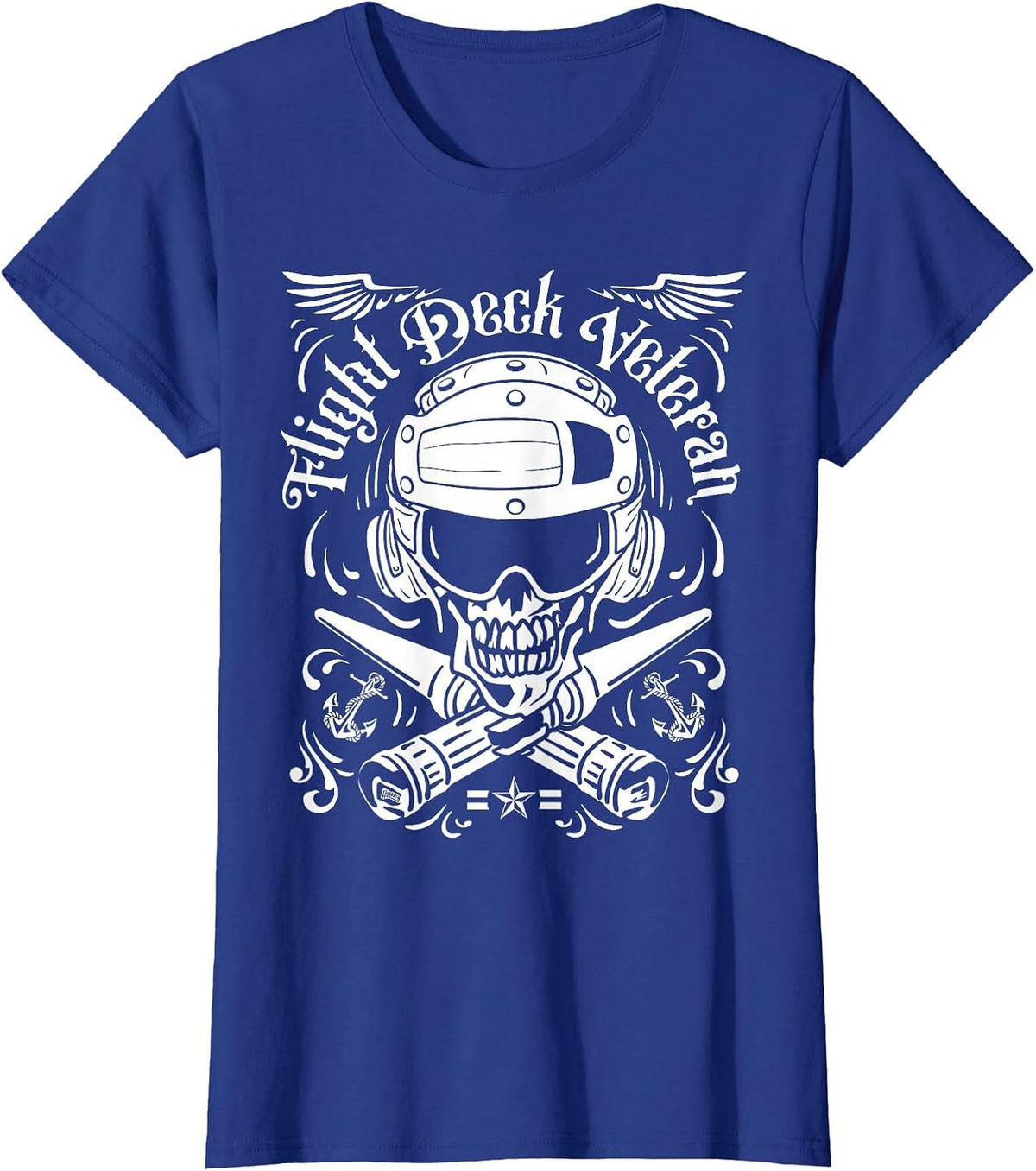 Veteran Skull Naval Flying Deck T-Shirt - Royal Blue