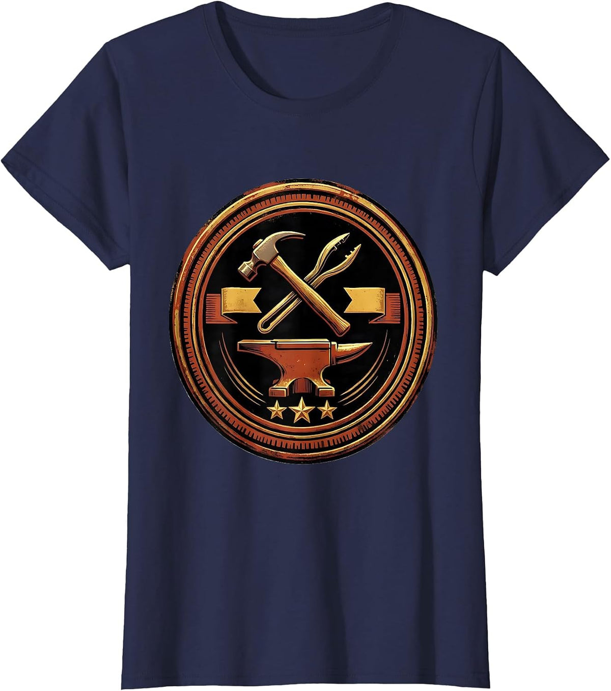 Women's Sealed Blacksmith Badge Forge Hobbyist Humor T-Shirt - Navy Blue