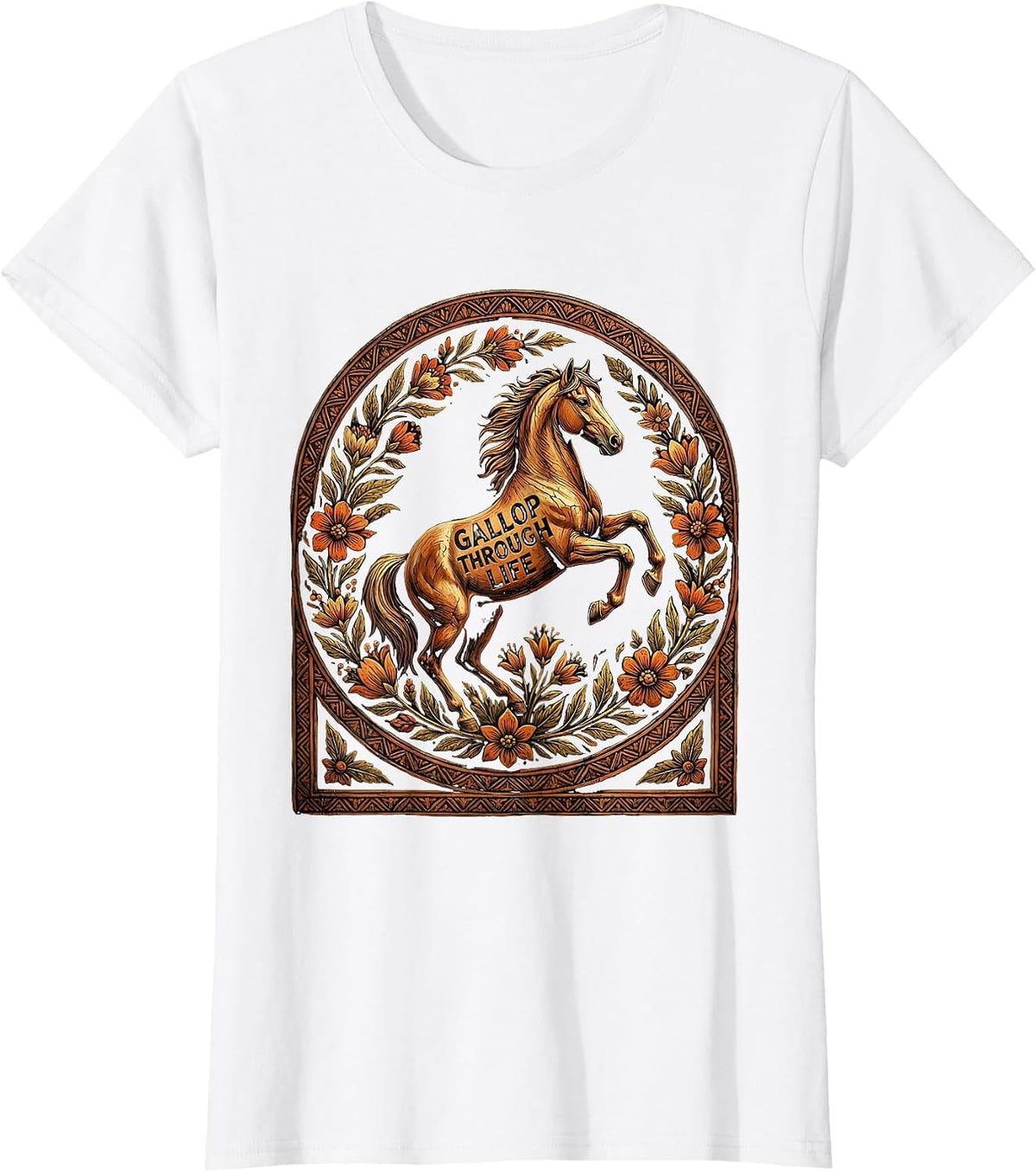 Gallop Through Life Horse Lover Design T-Shirt - White