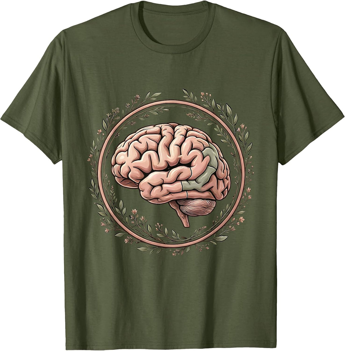 Men's Sped Teacher Brain Puzzle Piece Illustration T-Shirt - Olive Green
