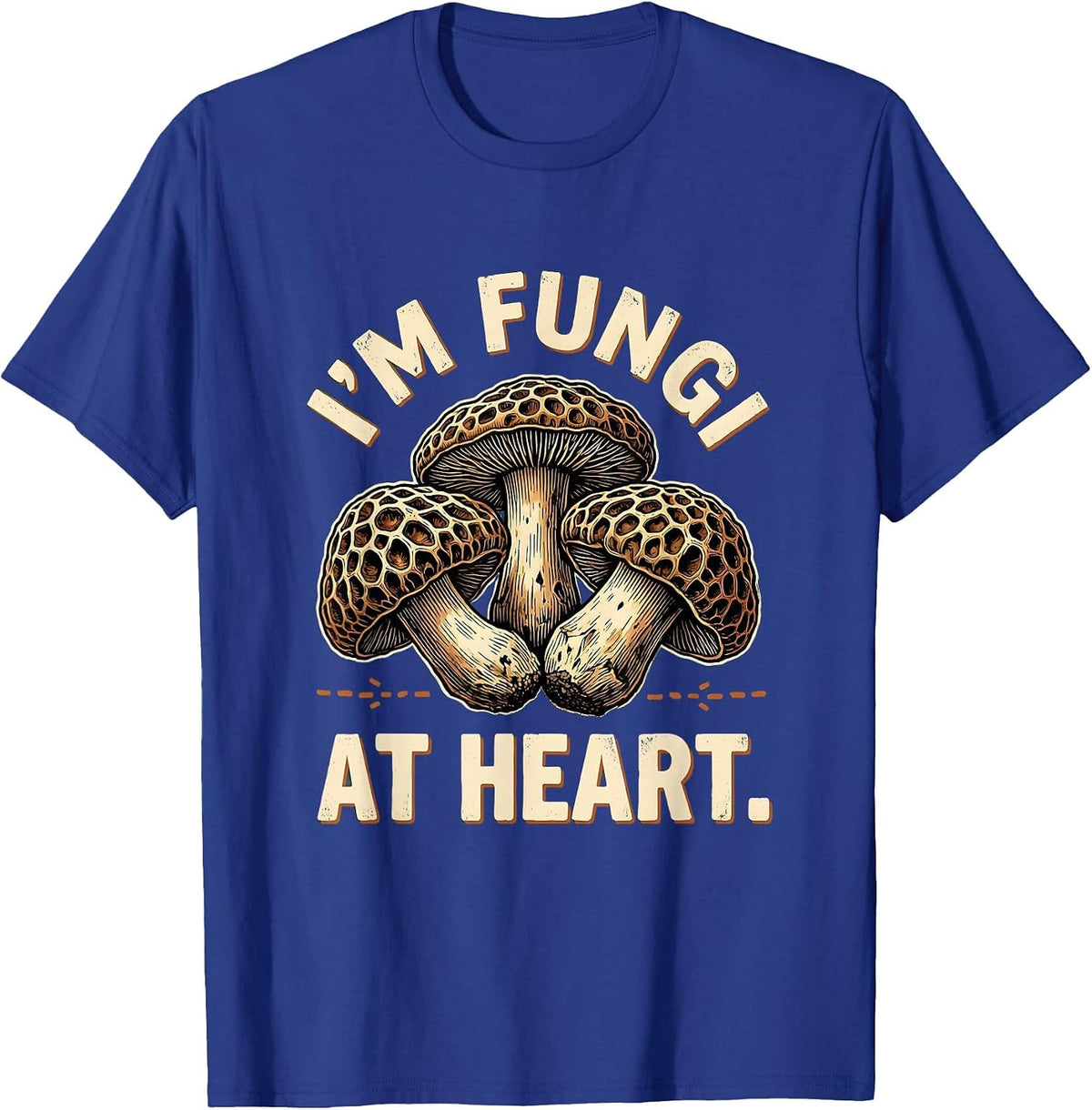 Men's I'm Fungi At Heart Vintage Mushroom Foraging Psychedelic T-Shirt - Royal Blue