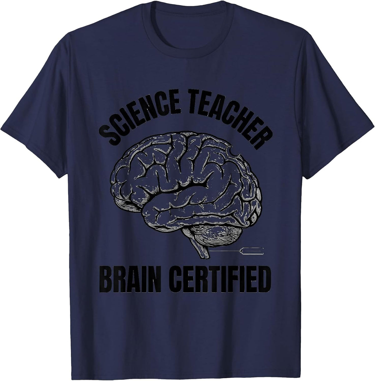 Science Teacher Brain Certified Funny Science Teacher T-Shirt - Navy Blue