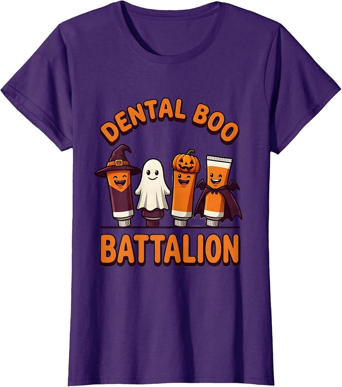 Women's Dental Boo Battalion Funny Dentist Halloween Costume Humor T-Shirt - Purple