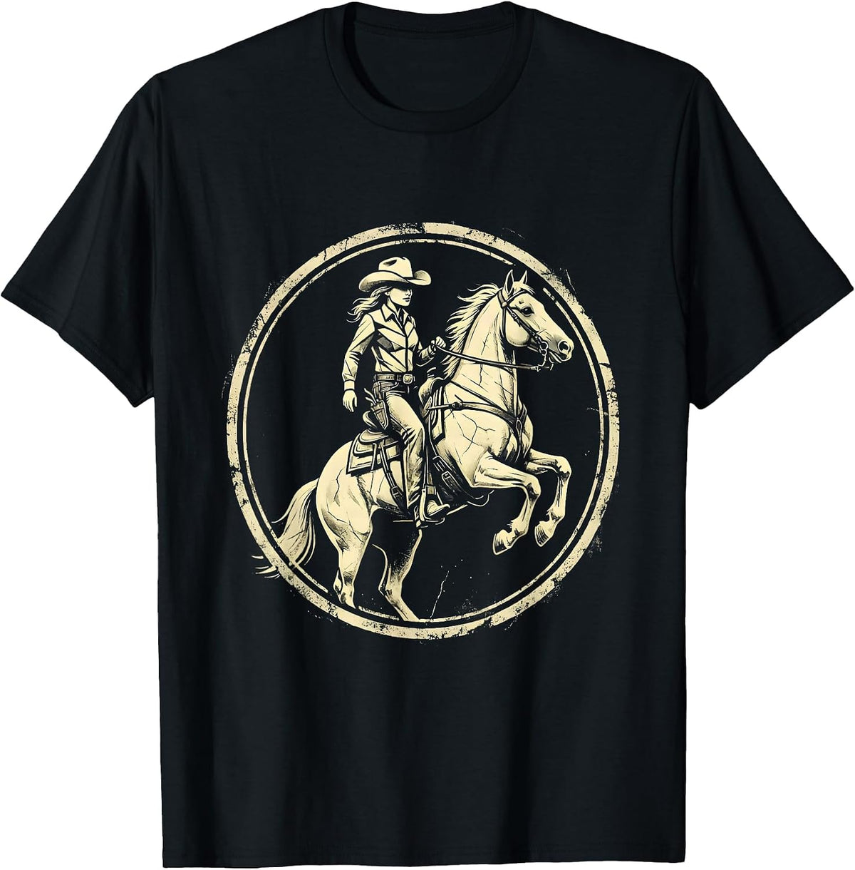 Men's Camo Rider Wild Horse Graphic Design T-Shirt - Black