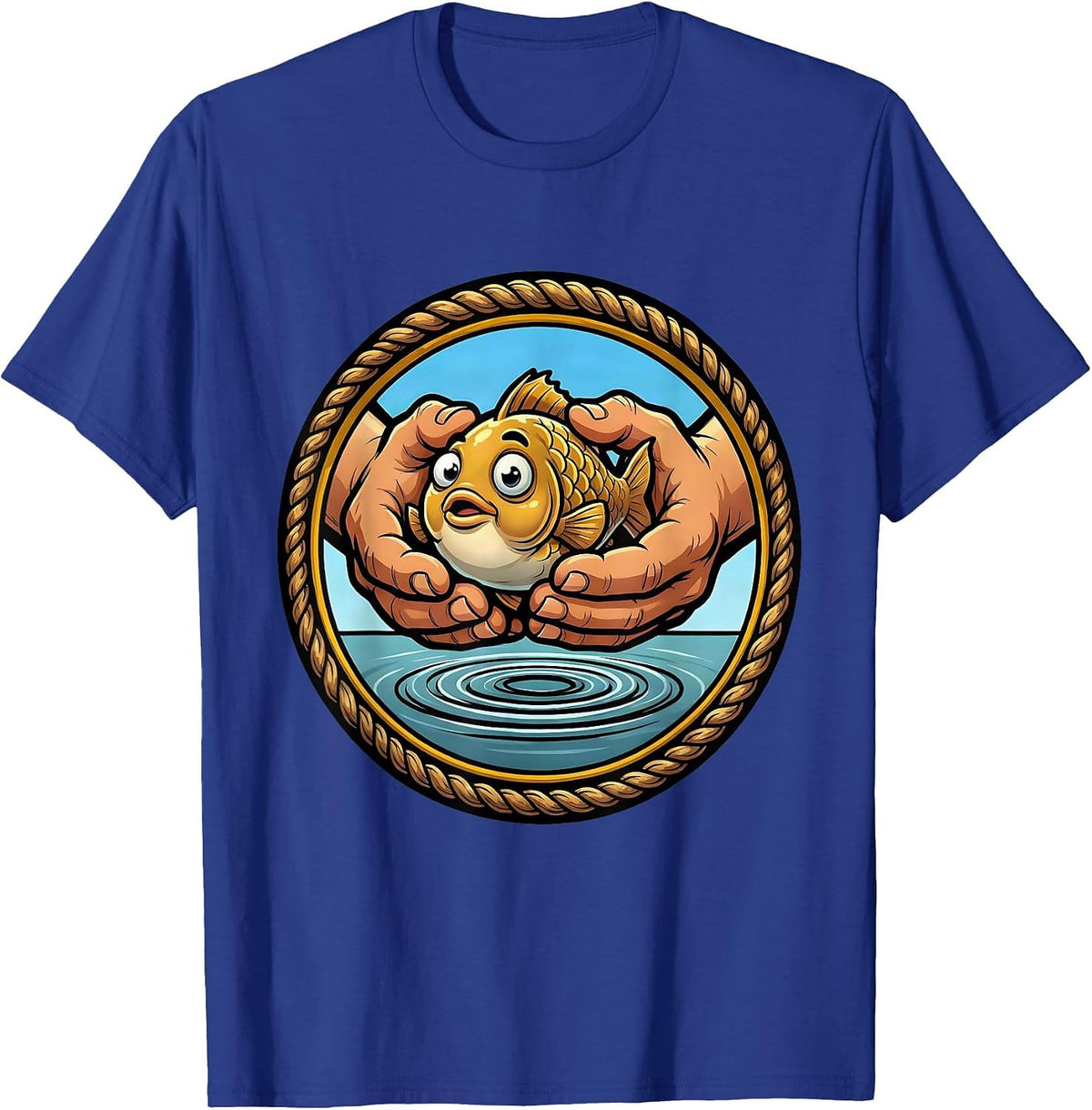 Men's Catch and Release Fishing Graphic Design T-Shirt - Royal Blue