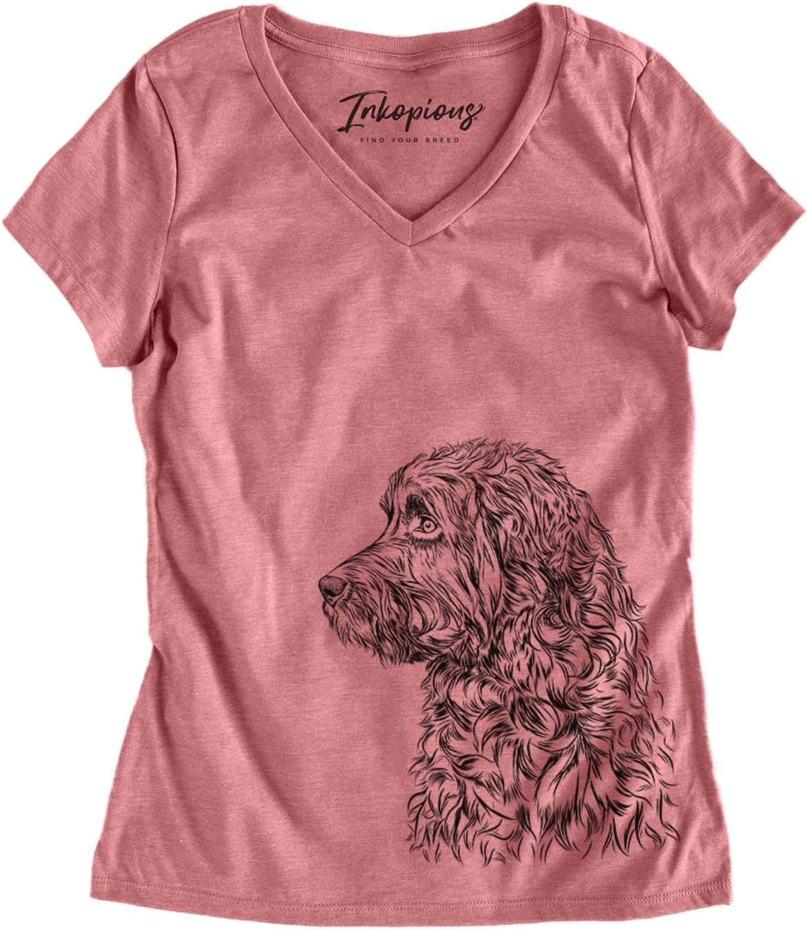 Inkopious Aussie Doodle Profile Triblend T-Shirt - Dusty Rose V-neck