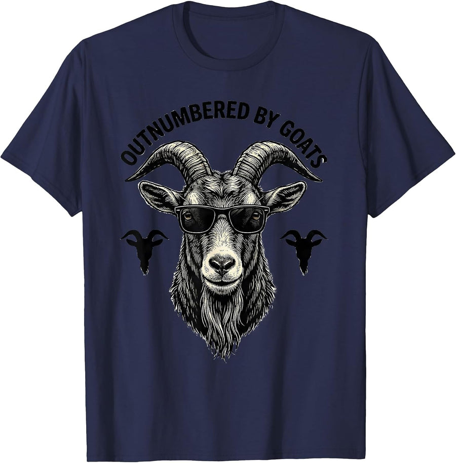 Outnumbered By Goats Funny Goat Lover Novelty Humor T-Shirt - Navy Blue