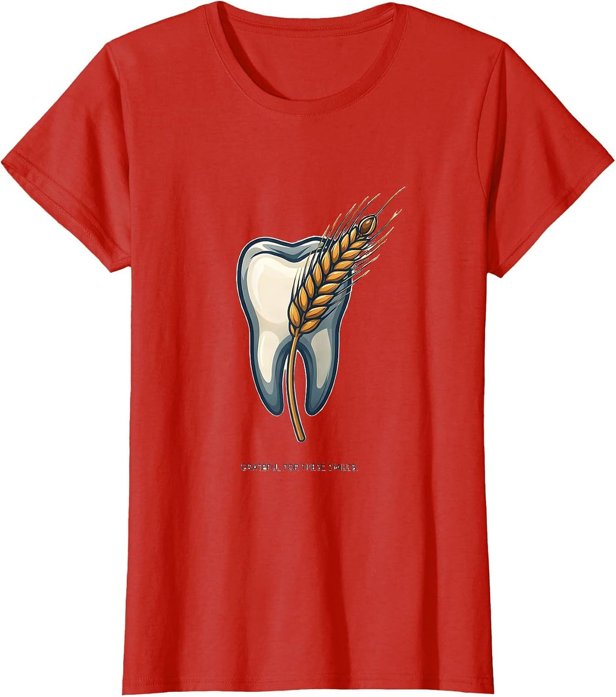 Grateful For These Smiles Funny Dental Christmas T-Shirt - Red