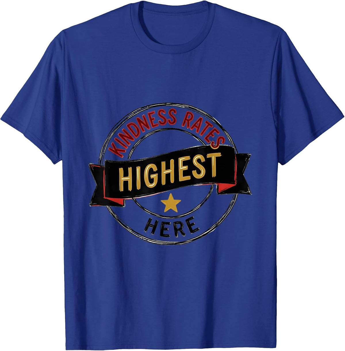 Men's Kindness Rates Highest Here Retro Teacher Kids School T-Shirt - Royal Blue