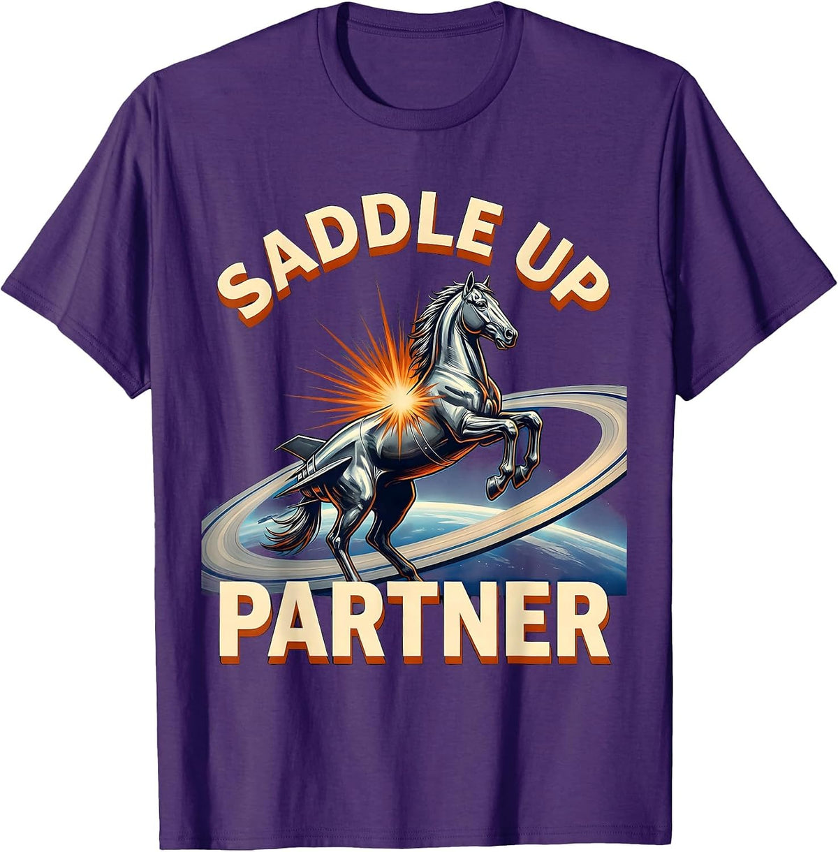 Saddle Up Partner Western Cowboy Design T-Shirt - Purple