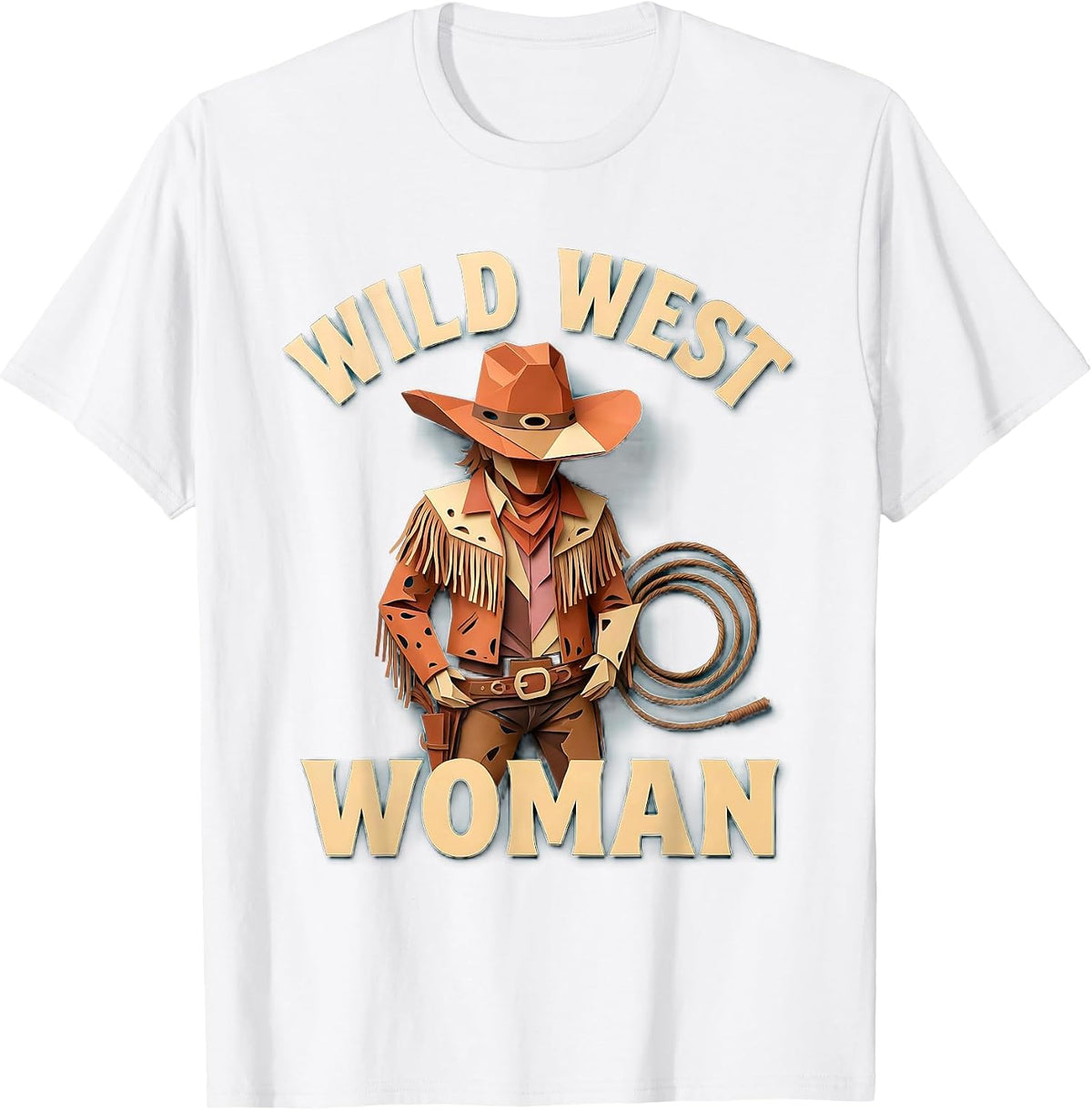Men's Wild West Woman Graphic Design T-Shirt - White