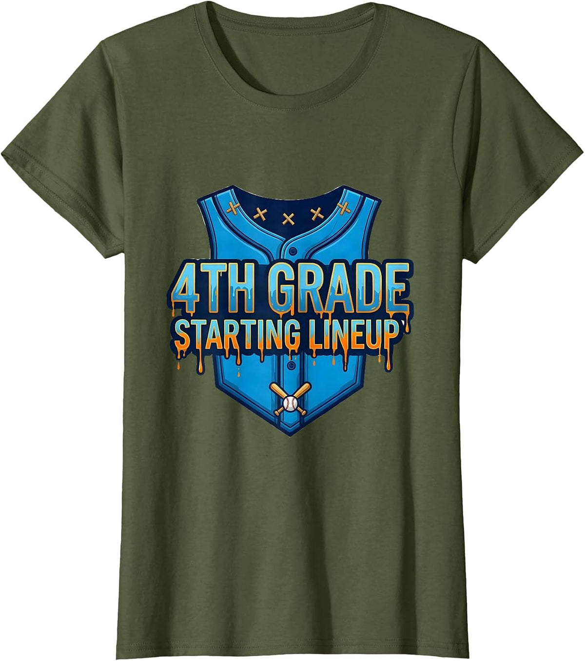 Women's 4th Grade Starting Lineup Bold Baseball Jersey Back T-Shirt - Olive Green