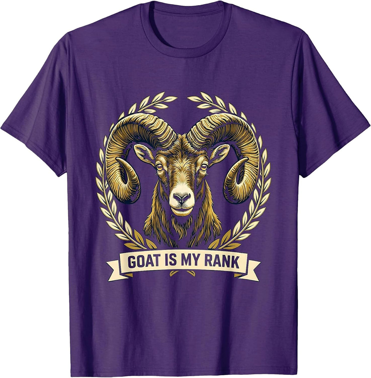Men's GOAT Is My Rank Funny Goat Lover Sports Fan Humor T-Shirt - Purple