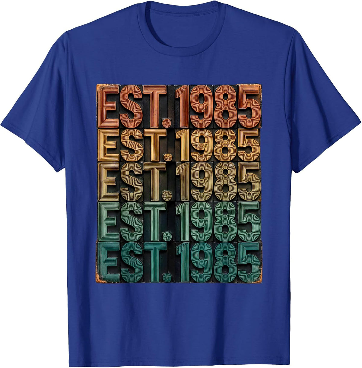 Men's EST. 1985 Retro Vintage Wordmark Nostalgia T-Shirt - Royal Blue