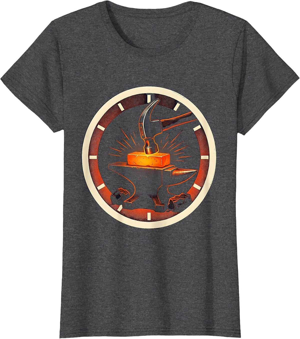 Women's Sealed Forge Hammer Anvil Screenprint Poster Blacksmith Gift T-Shirt - Dark Heather Grey