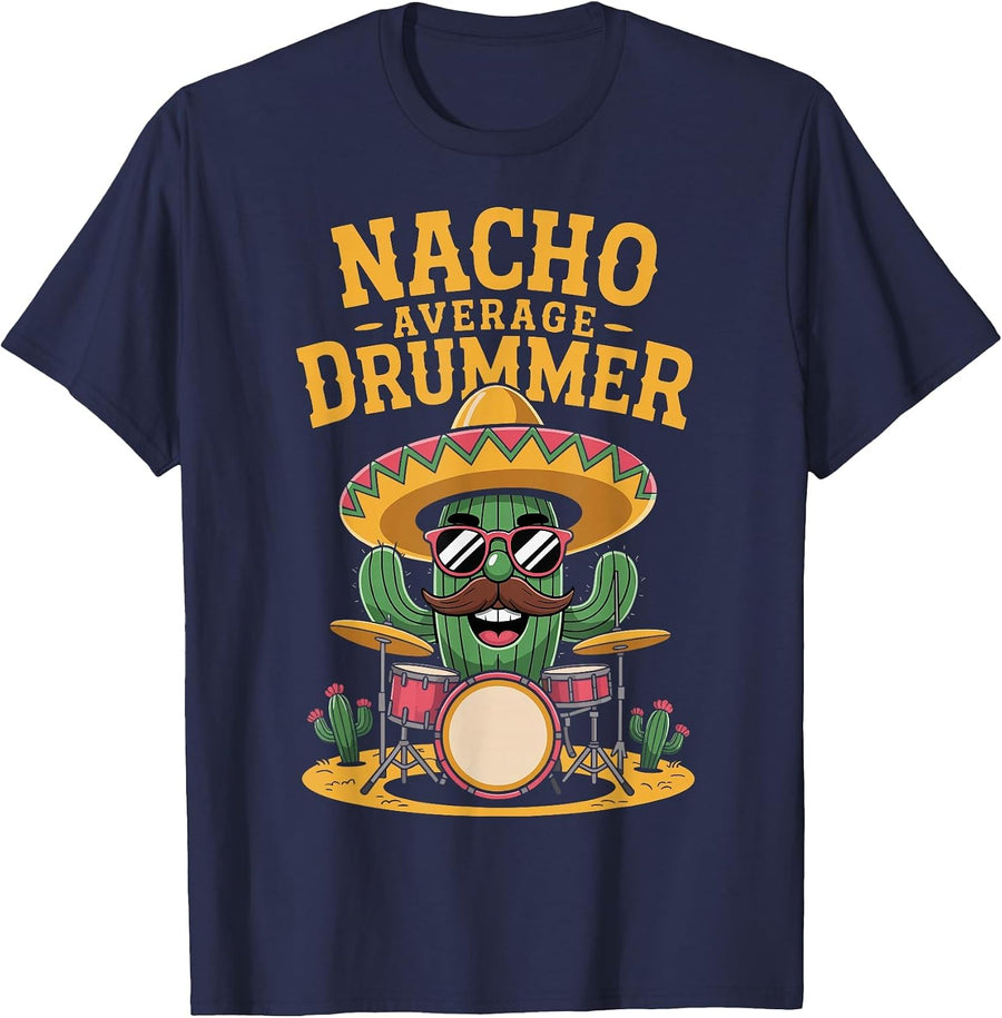 Nacho Average Drummer T-Shirt - Navy Blue