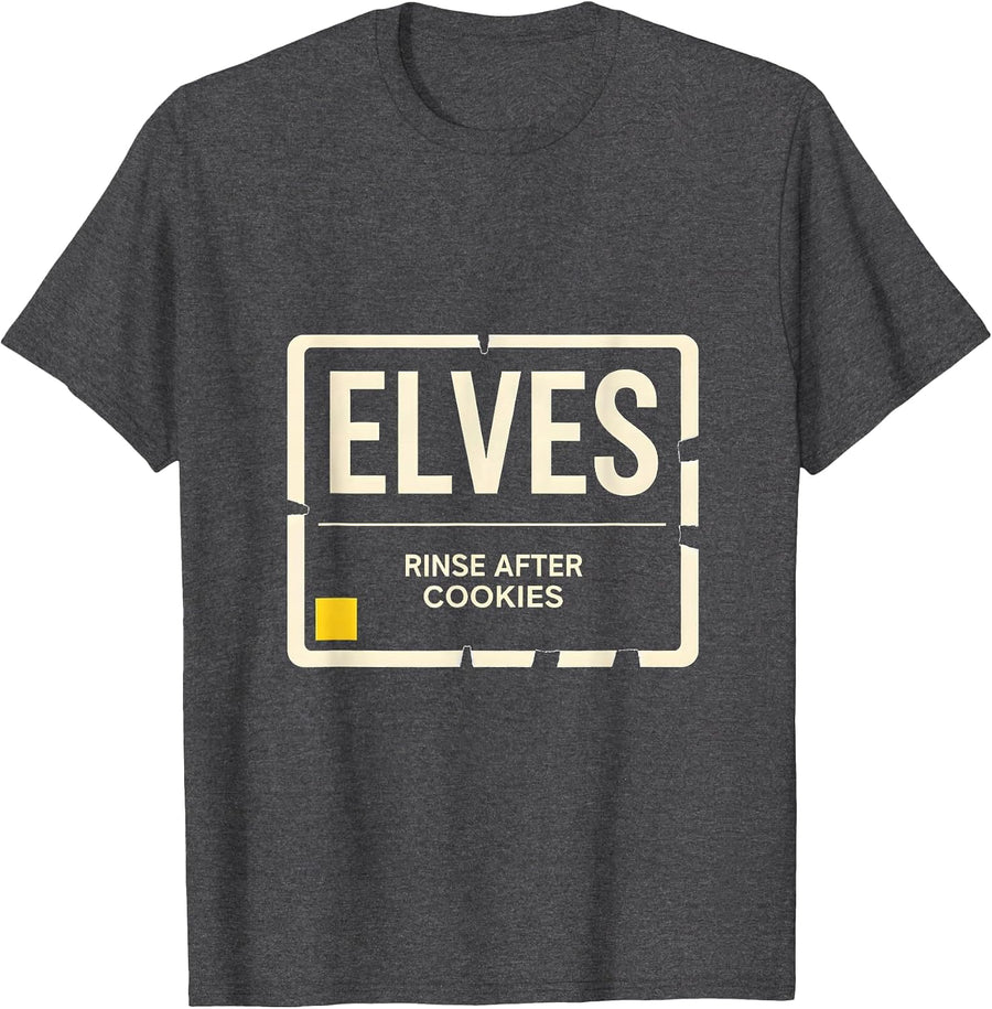 Men's Elves Rinse After Cookies Funny Dentist Dental Hygienist T-Shirt - Dark Heather Grey