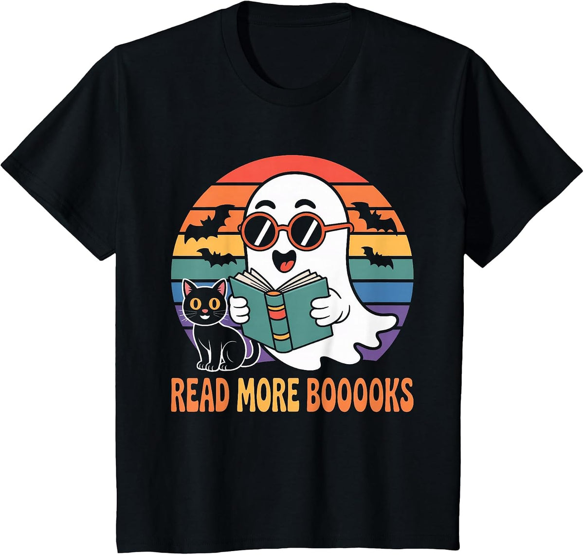 Read More Books Cute Ghost Reading Book Teacher Halloween T-Shirt - Black