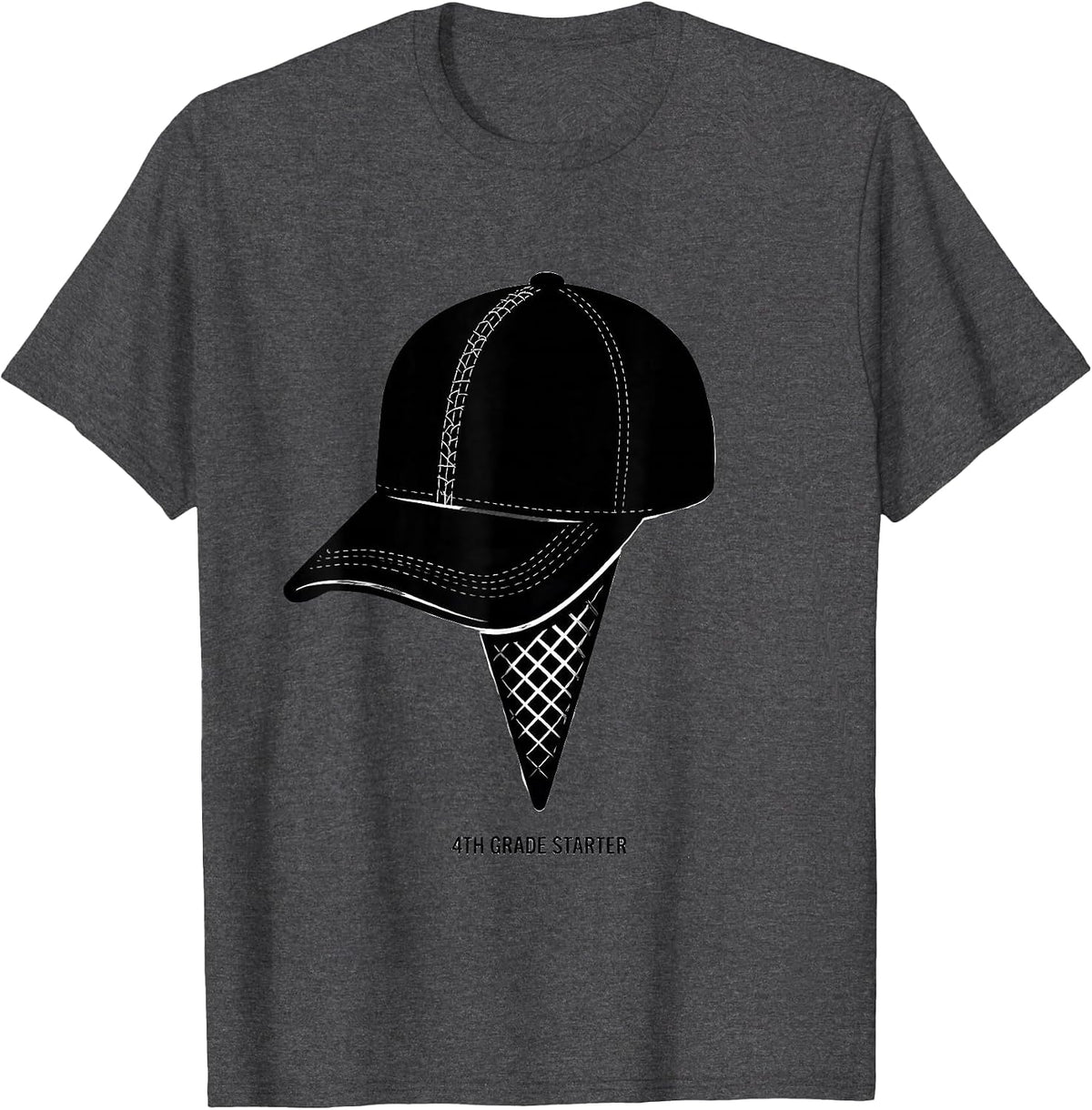 Men's 4th Grade Starter Back To School Baseball Ice Cream Game T-Shirt - Dark Heather Grey