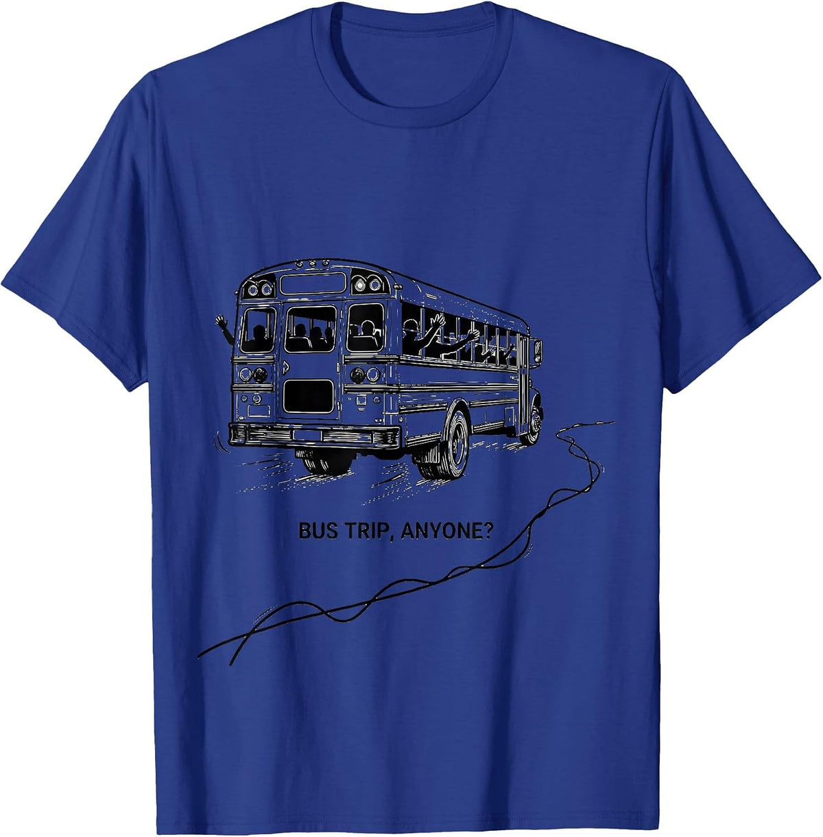 Bus Trip, Anyone? Playful School Bus Field Trip Teacher T-Shirt - Royal Blue