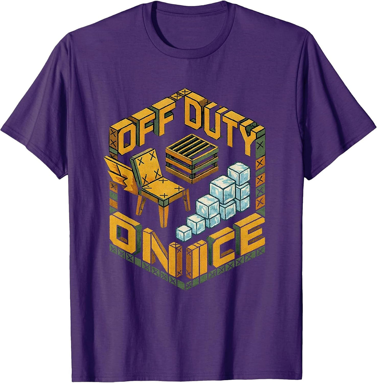 Off Duty On Ice Cross Stitch Sampler Grill Humor T-Shirt - Purple