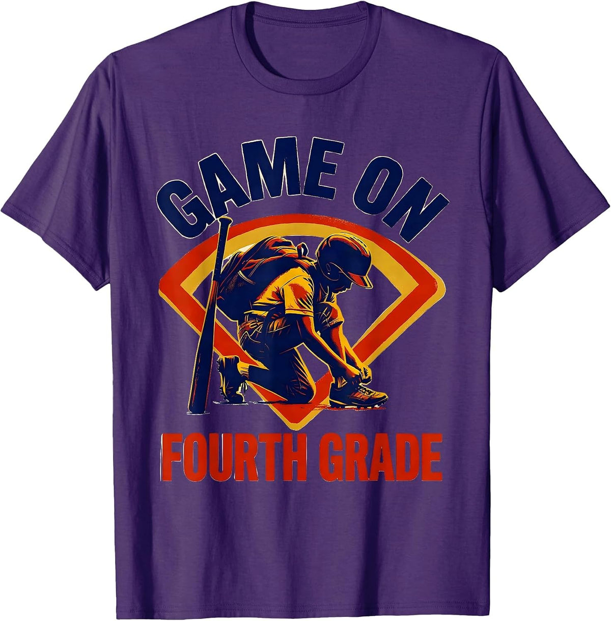 Game On Fourth Grade Screenprint Poster Back To School T-Shirt - Purple