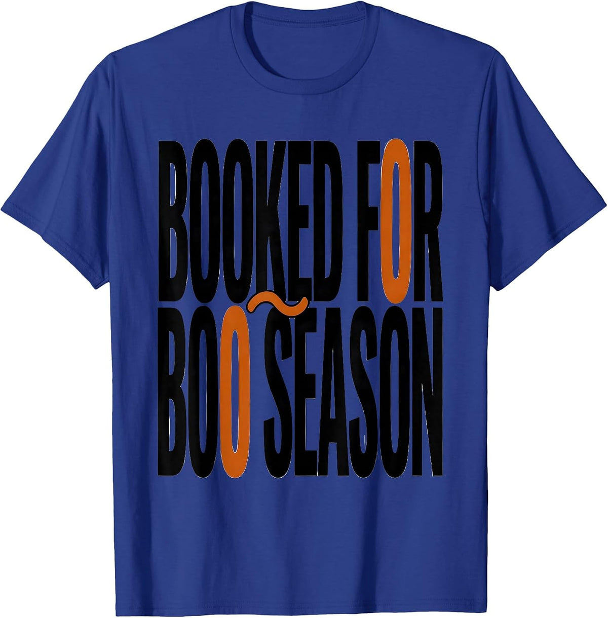 Men's Booked For Boo Season Cute Ghost Book Lover Halloween Humor T-Shirt - Royal Blue
