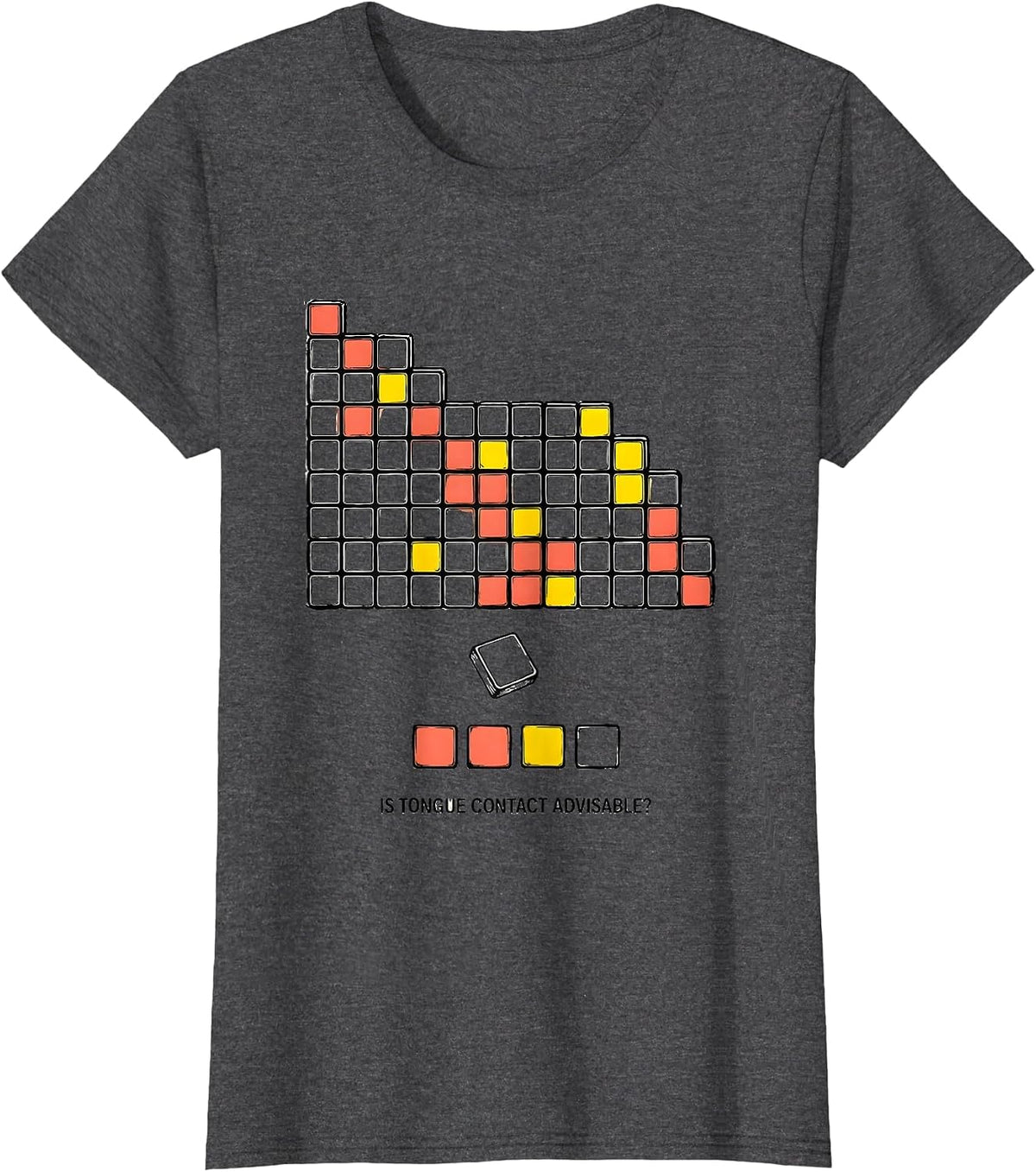 Women's Is Tongue Contact Advisable? Funny Periodic Table Science T-Shirt - Dark Heather Grey