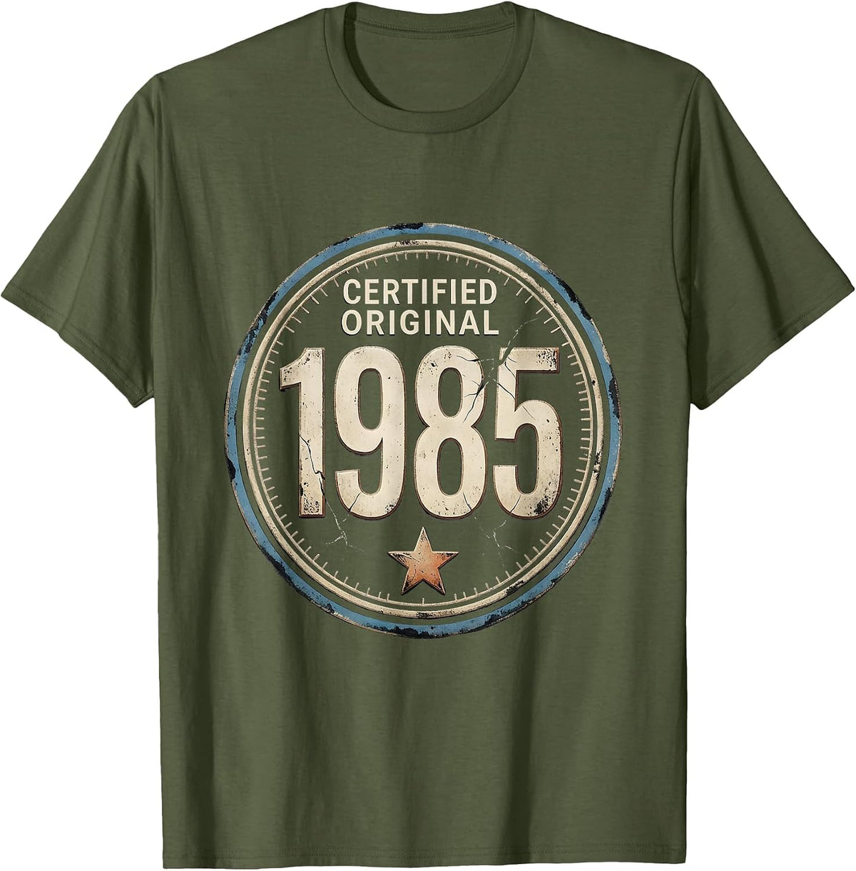 Men's Certified Original 1985 Vintage Stamp 41st Birthday Gift Men T-Shirt - Olive Green