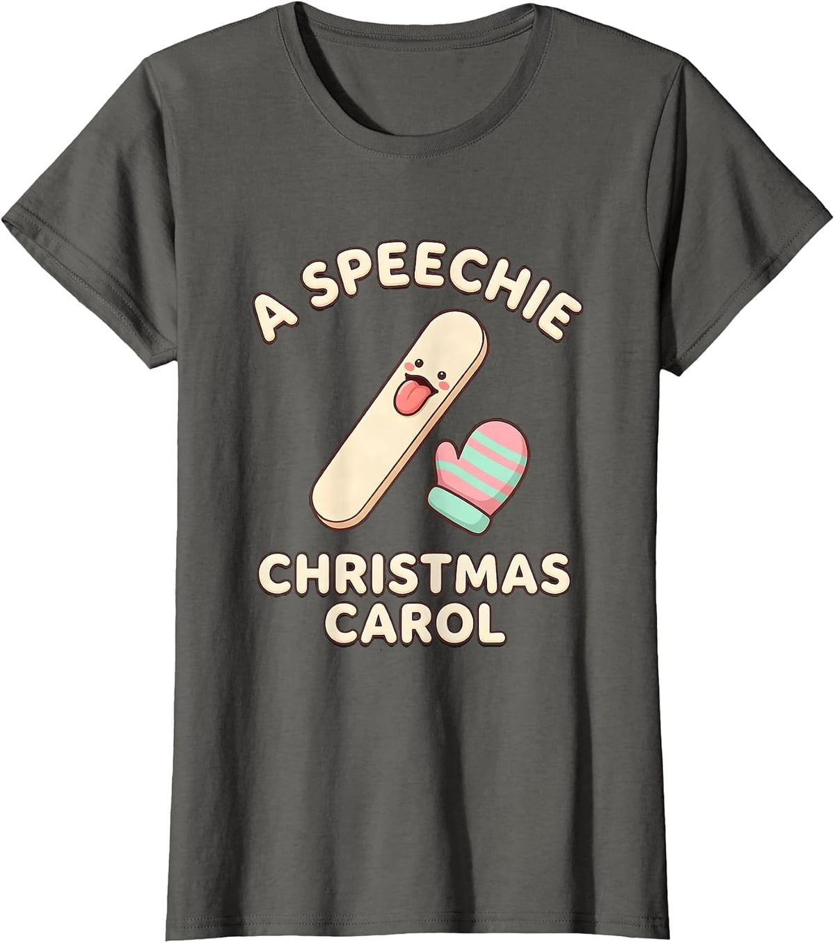 Women's A Speechie Christmas Carol Cute Kawaii Speech Therapist SLP T-Shirt - Asphalt Grey