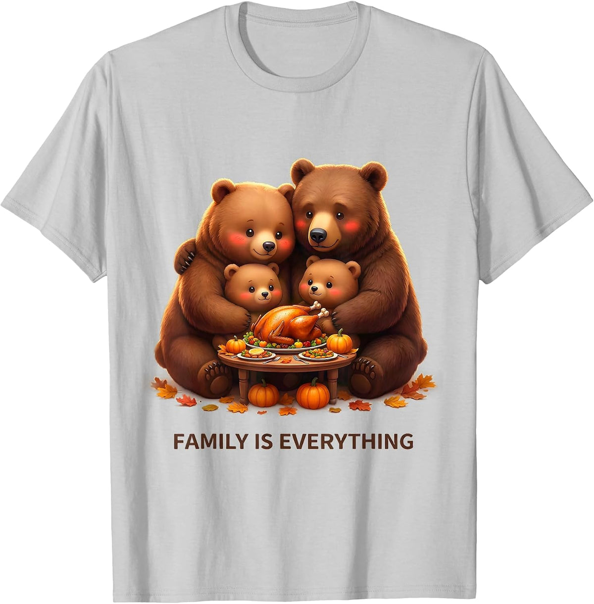 Men's Family Is Everything Thanksgiving Graphic Design T-Shirt - Silver Grey