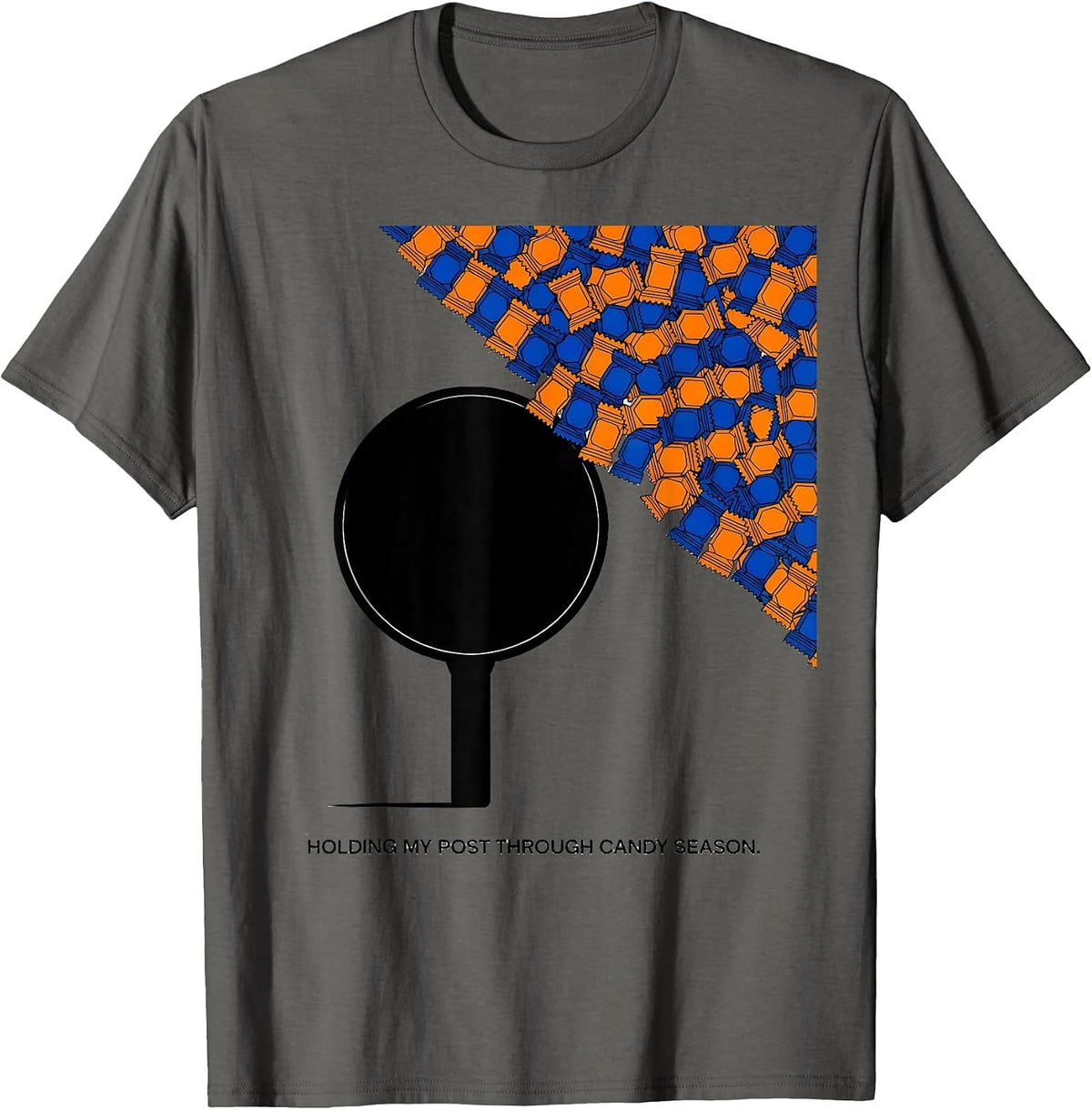 Holding My Post Through Candy Season Geometric Dental T-Shirt - Asphalt Grey