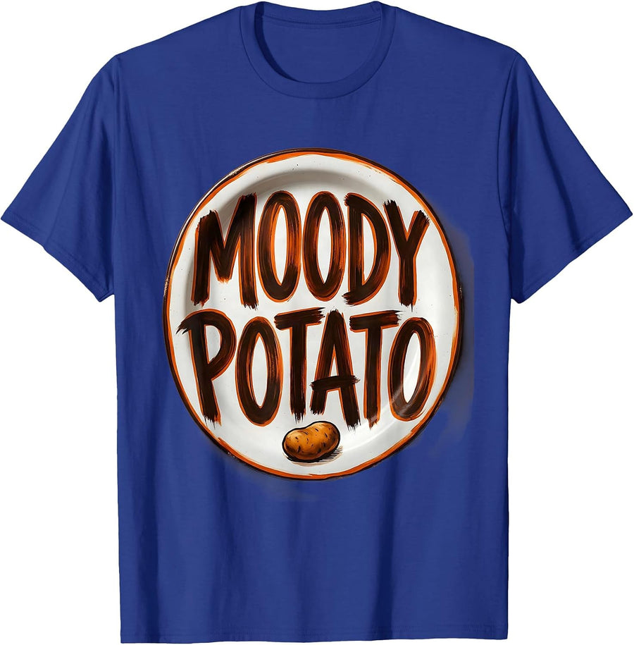 Moody Potato Funny Grouchy Potato Couple Thanksgiving T-Shirt - Royal Blue
