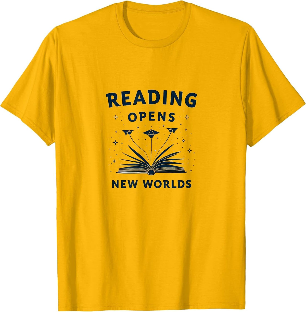 Reading Opens New Worlds Teacher Design T-Shirt - Golden Yellow
