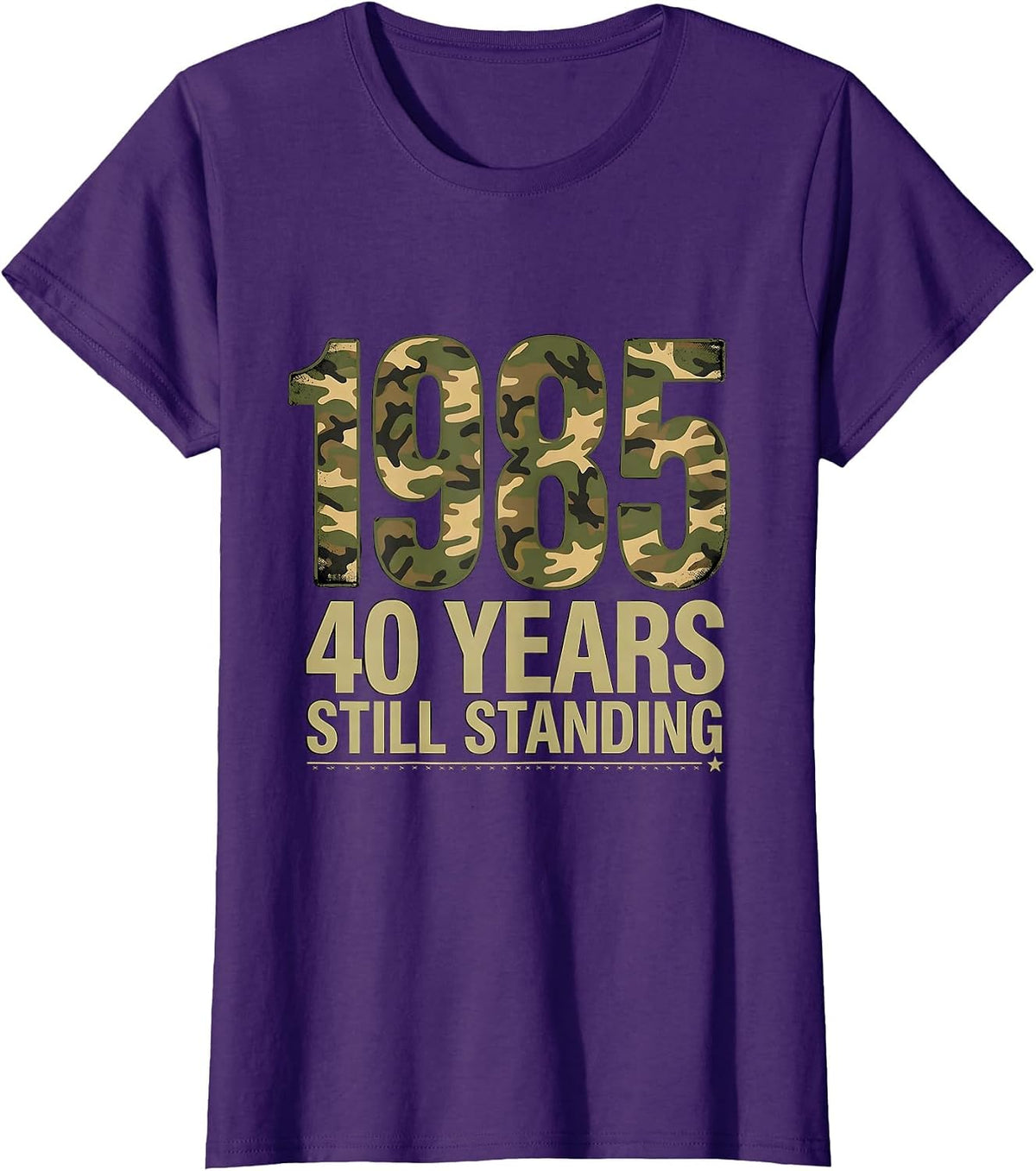 Women's 1985 · 40 Years Still Standing Vintage Camo Flag Milestone T-Shirt - Purple