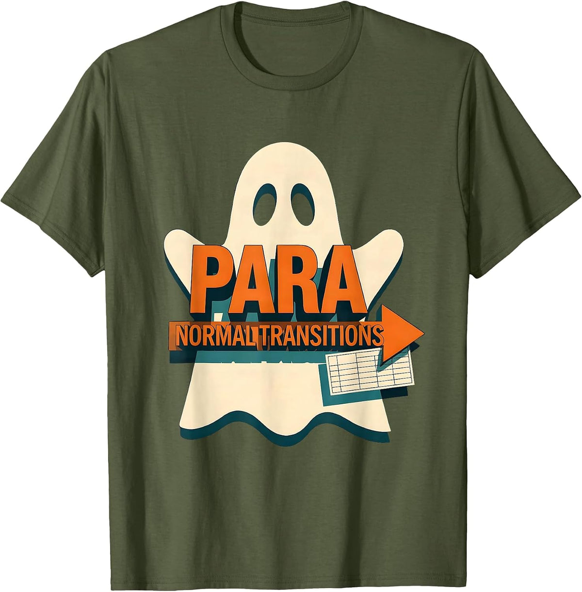 Para Normal Transitions Ghost Paraeducator Halloween SpEd T-Shirt - Olive Green