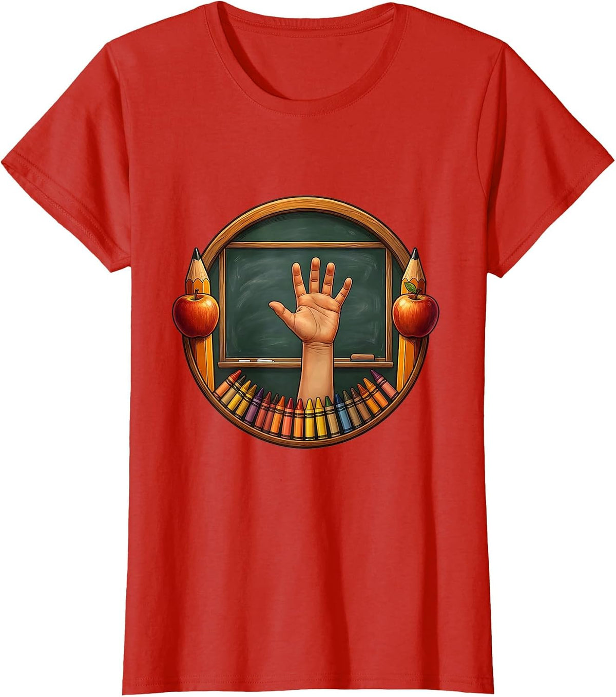 First Grade Teacher Classroom Hand Raise Graphic T-Shirt - Red