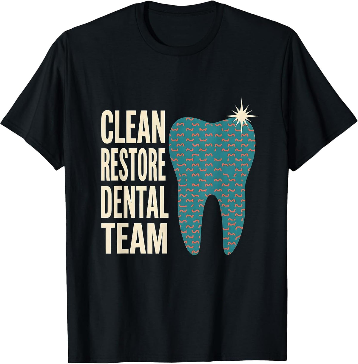 Men's Clean Restore Dental Team Midcentury Modern Dental Squad T-Shirt - Black