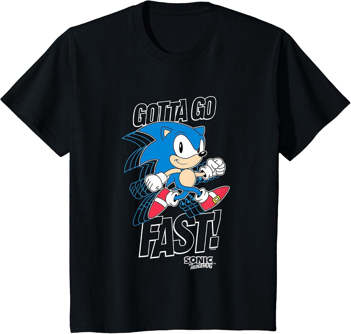 Sonic The Hedgehog Gotta Go Fast! Classic Sonic Retro Shot T-Shirt - Black
