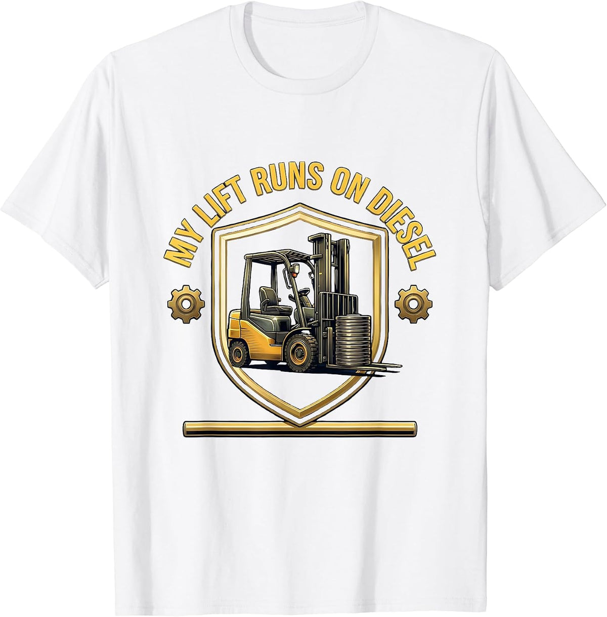 Men's My Lift Runs On Diesel Funny Forklift Certified Operator T-Shirt - White