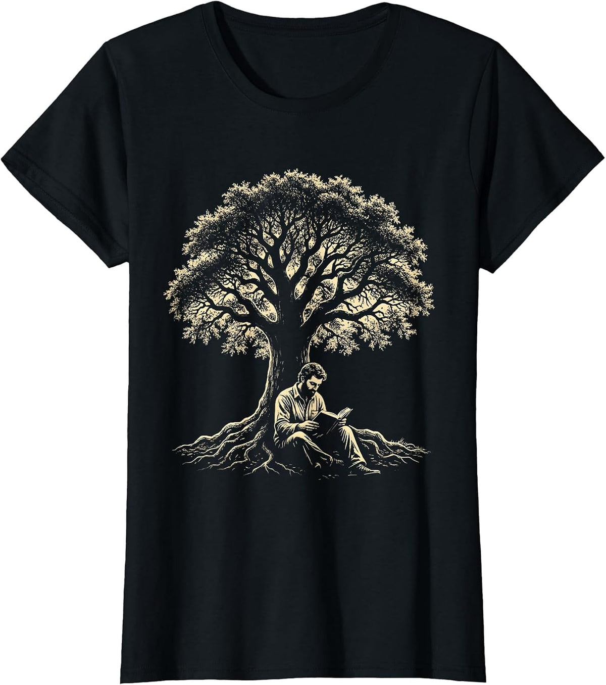 Bible Study Under Oak Tree Christian Graphic T-Shirt - Black